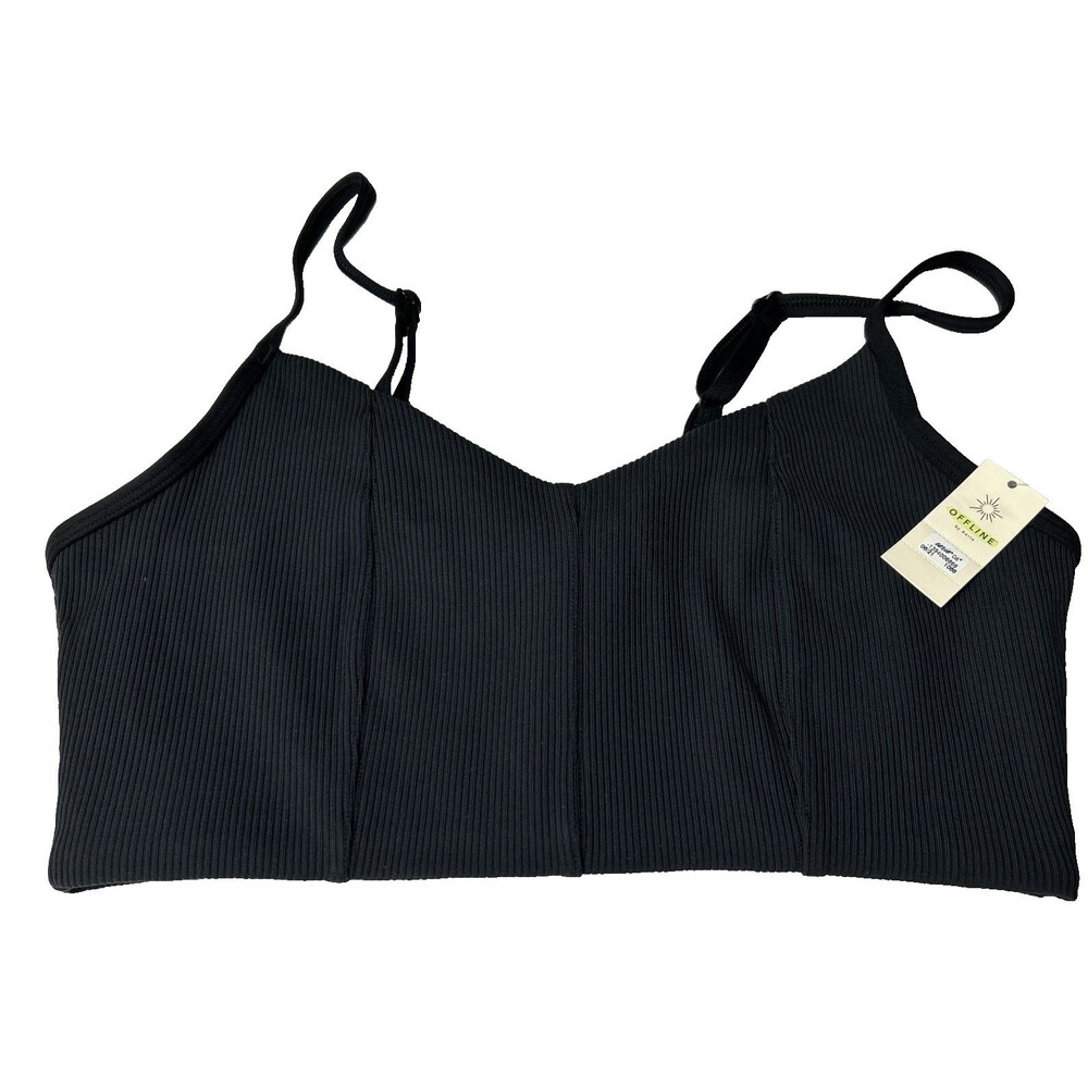 Women's Wireless Bralette by Aerie Black Ribbed Crop Top NWT-choose size